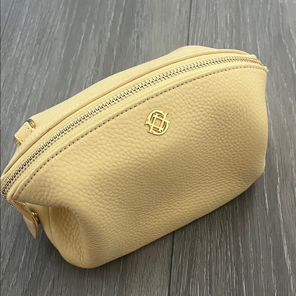 Dagne Dover Handbags - Dagne Dover Yellow Lola Leather Cosmetics Pouch Size Small